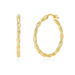 Gold Hoop Twisted Rope Earrings Minimalist jewelry sterling silver earrings